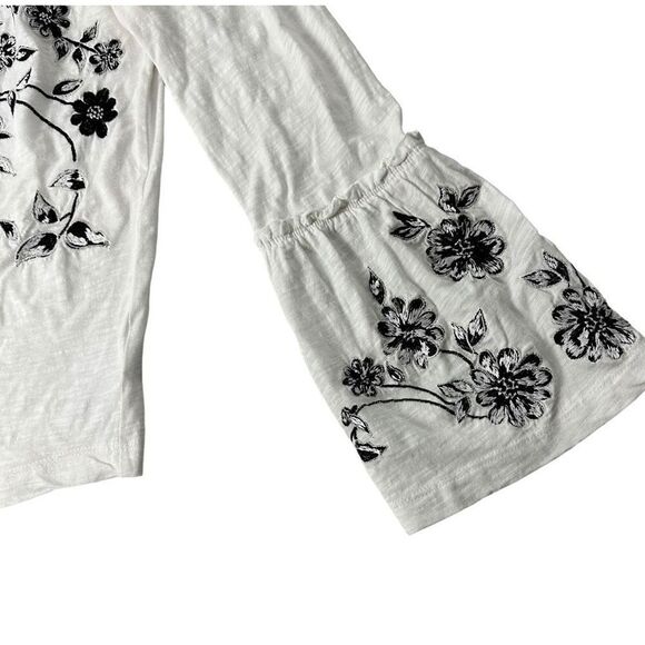 Anthropologie Annie Embroidered Off The Shoulder Top size XS White Black - Picture 6 of 10